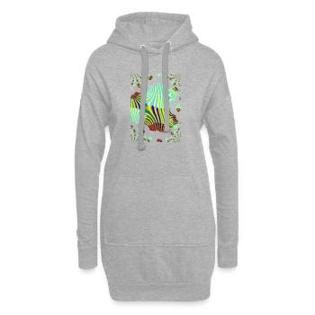 Psychedelische Neonwellen Muster - Hoodie-Kleid - Grau meliert - Vorne