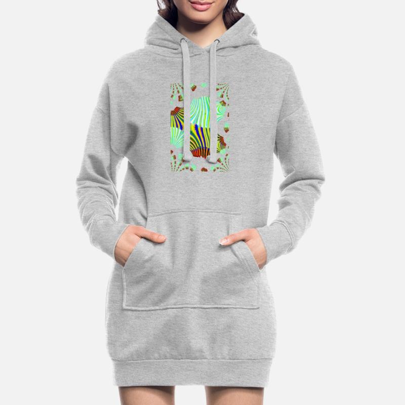 Psychedelic Neon Waves Pattern Hoodie Dress