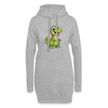 Fröhlicher Dino mit Zacken - Hoodie-Kleid - Grau meliert - Vorne