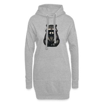 Trauriger Waschbär im Nachtwald Stil - Hoodie-Kleid - Grau meliert - Vorne
