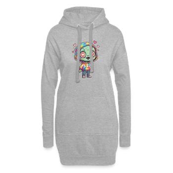 Zombie coloré en sweat à capuche - Sweat-shirt à capuche long Femme - gris chiné - Devant