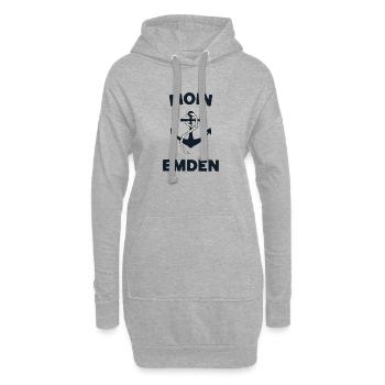 Moin Emden – Maritimes Anker-Design - Hoodie-Kleid - Grau meliert - Vorne