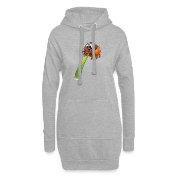 Lustige Zecke auf Grashalm  - Hoodie-Kleid - Grau meliert - Vorne