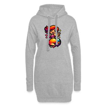 Femme danseuse de l’espace Kawaii - Sweat-shirt à capuche long Femme - gris chiné - Devant
