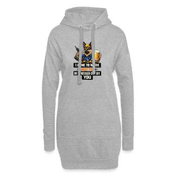 Fleißiger Hund: Ich bin zur Arbeit gekommen - Hoodie-Kleid - Grau meliert - Vorne