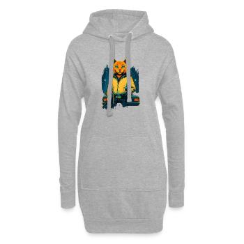 Neon Katze Stadt Style – Cooles Cat Design - Hoodie-Kleid - Grau meliert - Vorne