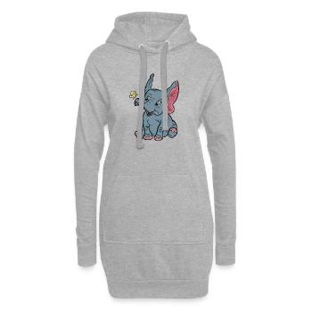 Bébé éléphant et papillon heureux - Sweat-shirt à capuche long Femme - gris chiné - Devant