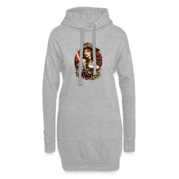 Piratenkönigin mit Schwert und Gold - Hoodie-Kleid - Grau meliert - Vorne