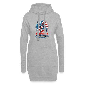 250., 4. Flagge der Patriotischen Freiheitsstatue der USA - Hoodie-Kleid - Grau meliert - Vorne