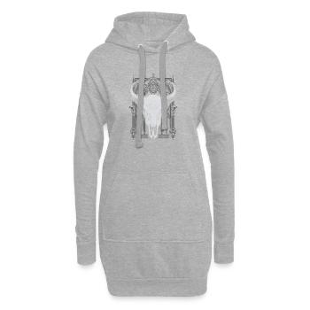 Cimier du crâne de taureau gothique - Sweat-shirt à capuche long Femme - gris chiné - Devant