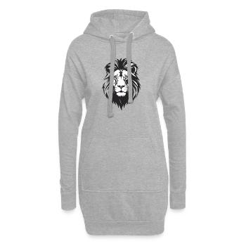 Löwenkopf Schwarz-Weiß Vektor - Hoodie-Kleid - Grau meliert - Vorne