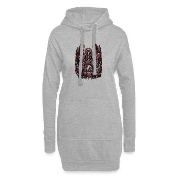 Heavy Metal Rétro Demon - Sweat-shirt à capuche long Femme - gris chiné - Devant