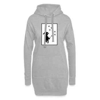 Traces de pattes : silhouette de chien - Sweat-shirt à capuche long Femme - gris chiné - Devant