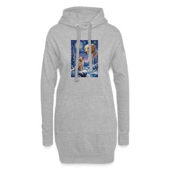 Hurler au mème de la lune Chien Golden Retriever - Sweat-shirt à capuche long Femme - gris chiné - Devant