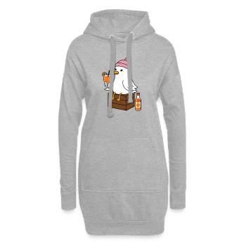Mouette avec cocktail dans un look plage - Sweat-shirt à capuche long Femme - gris chiné - Devant