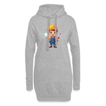 Petit électricien de Kawaii avec ampoule – Mignon - Sweat-shirt à capuche long Femme - gris chiné - Devant