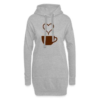 Kaffee Herz Geschenk Kaffeetrinker - Hoodie-Kleid - Grau meliert - Vorne