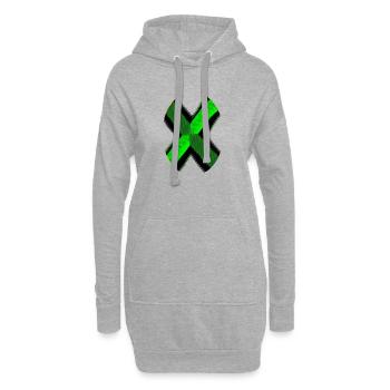Motif néon X vert noir - Sweat-shirt à capuche long Femme - gris chiné - Devant