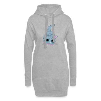 Chaton gris aux yeux néon - Sweat-shirt à capuche long Femme - gris chiné - Devant
