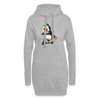 Dessin animé mignon du Pingouin sur le scooter - Sweat-shirt à capuche long Femme - gris chiné - Devant