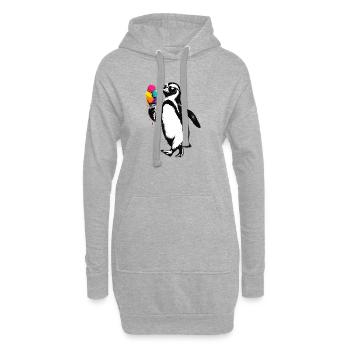 Cooler Pinguin mit Eis Illustration  - Hoodie-Kleid - Grau meliert - Vorne