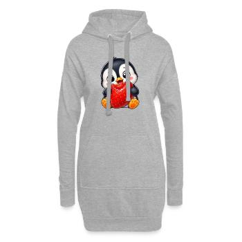Süßer Pinguin mit Erdbeeren Cartoon Sommer - Hoodie-Kleid - Grau meliert - Vorne