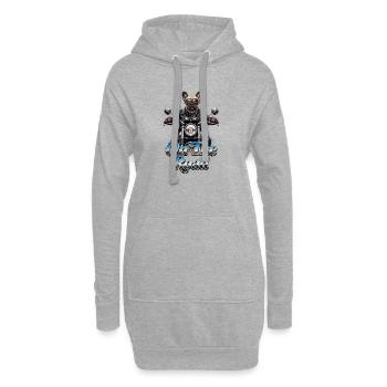 Frenchie biker on the road - 005 - Sweat-shirt à capuche long Femme - gris chiné - Devant