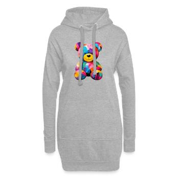 Colorful Teddy Bear in Pop Art Style - Hoodie Dress - heather grey - Front