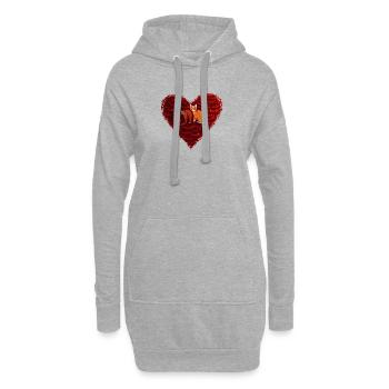 Katzenherz Valentinstag Katzenliebhaber Geschenk - Hoodie-Kleid - Grau meliert - Vorne