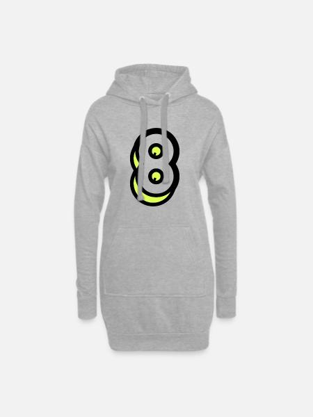 8 JAHRE. 8. JUBILÄUM. GEBURTSTAG 8 JAHRE - Hoodie-Kleid - Grau meliert