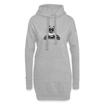 Beat Pug I Musik Mops I DJ Hund Geschenkidee - Hoodie-Kleid - Grau meliert - Vorne