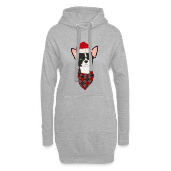Chihuahua Noël Noir Blanc Shorthair - Sweat-shirt à capuche long Femme - gris chiné - Devant