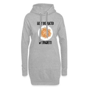 Abgelenkt von Spaghetti Lustiger Spruch Pasta - Hoodie-Kleid - Grau meliert - Vorne