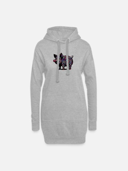 Colorful Pig - Hoodie Dress - heather grey