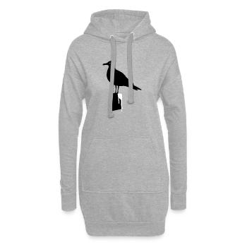 Mer du Nord Moin Mouette Silhouette Oiseau Schiss Pier S/W - Sweat-shirt à capuche long Femme - gris chiné - Devant