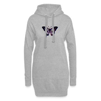 3D Butterfly - Hoodie-Kleid - Grau meliert - Vorne