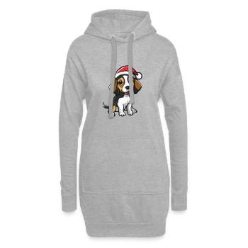 Beagle Chien Noël - Sweat-shirt à capuche long Femme - gris chiné - Devant