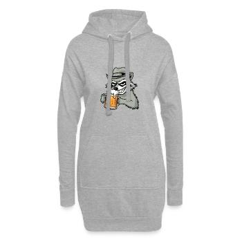 Waschbär und Bier Geschenk - Hoodie-Kleid - Grau meliert - Vorne