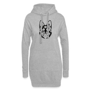 Conception de la silhouette du berger allemand - Sweat-shirt à capuche long Femme - gris chiné - Devant