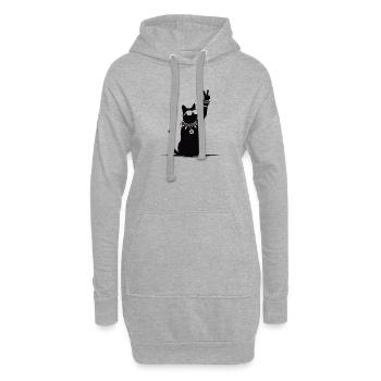Rocker Katze mit Victory Zeichen - Hoodie-Kleid - Grau meliert - Vorne
