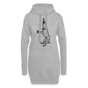hangingstaff_01 - Sweat-shirt à capuche long Femme - gris chiné - Devant