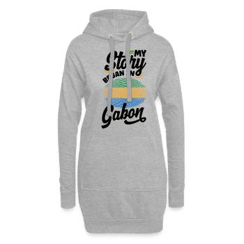 Gabonais Gabon Drapeau gabonais Mon histoire a commencé en - Sweat-shirt à capuche long Femme - gris chiné - Devant