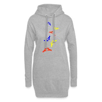Hände Herz Bunt - Hoodie-Kleid - Grau meliert - Vorne