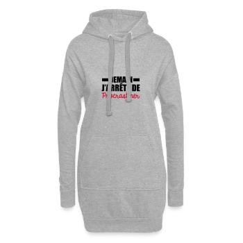 demain j'arrête de procrastiner - Sweat-shirt à capuche long Femme - gris chiné - Devant