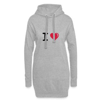 I love - Sweat-shirt à capuche long Femme - gris chiné - Devant