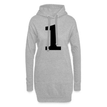 number - 1 - one - Hoodie Dress - heather grey - Front