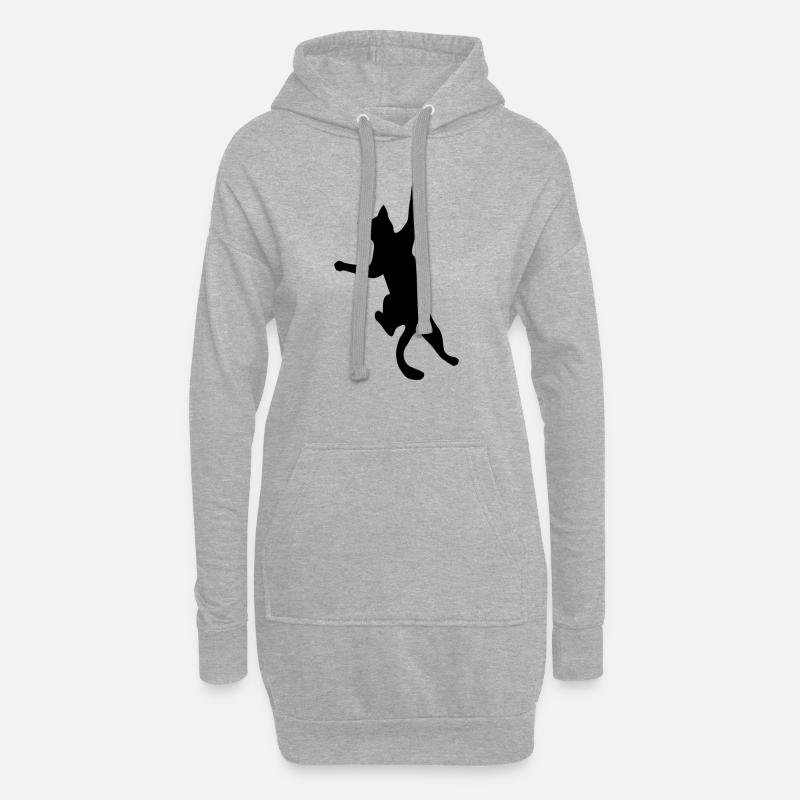 Cat Katze - Hoodie-Kleid - Grau meliert
