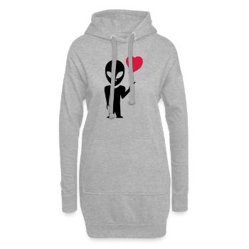alien_love - Sweat-shirt à capuche long Femme - gris chiné - Devant