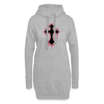 gothic, splatter, cross - Sweat-shirt à capuche long Femme - gris chiné - Devant