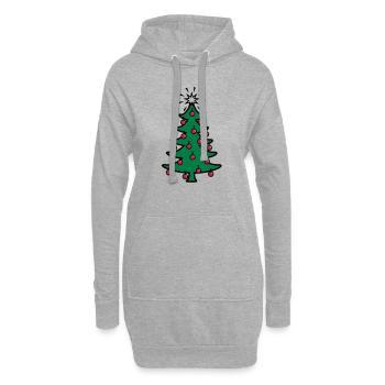 Noël / arbre de Noël (3c) - Sweat-shirt à capuche long Femme - gris chiné - Devant